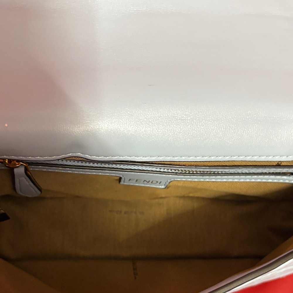 Blue “F” Embossed Shoulder Bag with Gold Accents - Picture 7 of 13